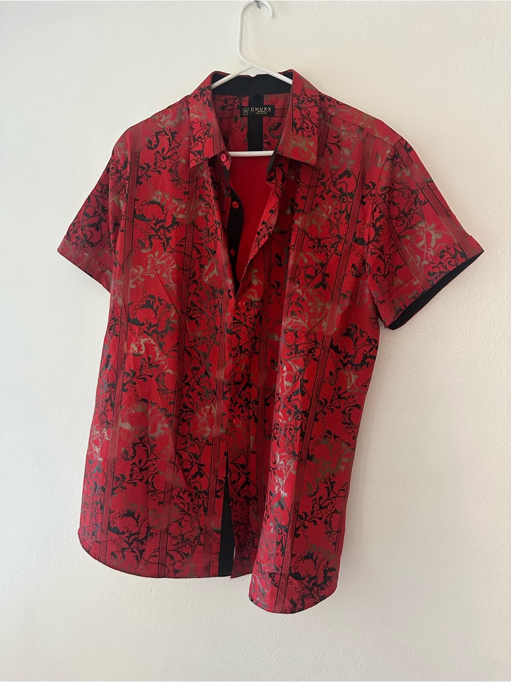 Chuxx Men’s Short Sleeve Button Up Shirt Paisley Pattern XL A3